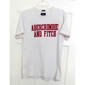 Abercrombie & Fitch Mens sz M White Red Logo raised lettering Y2K 90s retro‎